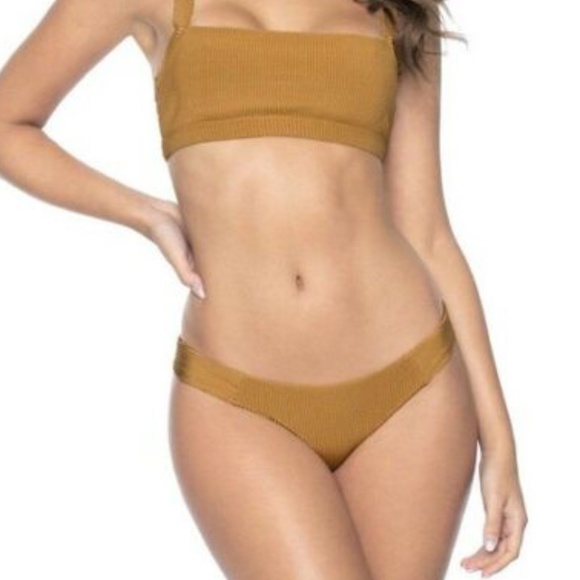 NWT PILYQ ABBY FULL HIPSTER BOTTOM PEARL GOLD L